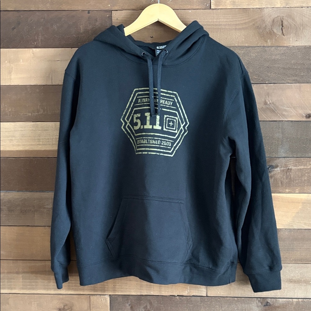 5.11 Tactical Black Hoodie Army Green Logo